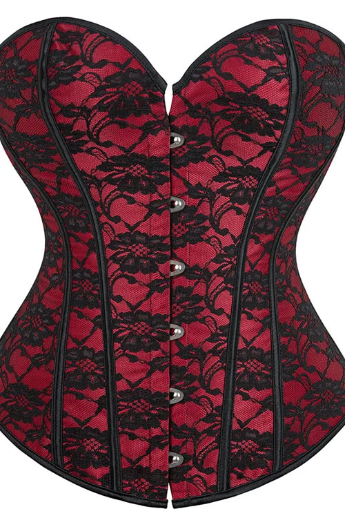 TightfitRed Strapless Laced Boned Lace-Up Bustier Corset Top