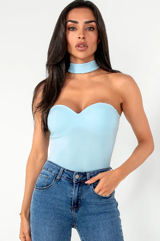 TightunderwearJessie Blue Choker Bodysuit