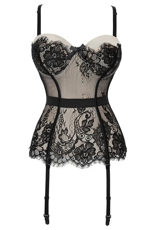 TightgrooveBlack Eyelash Lace Straps Bustier Corset Top