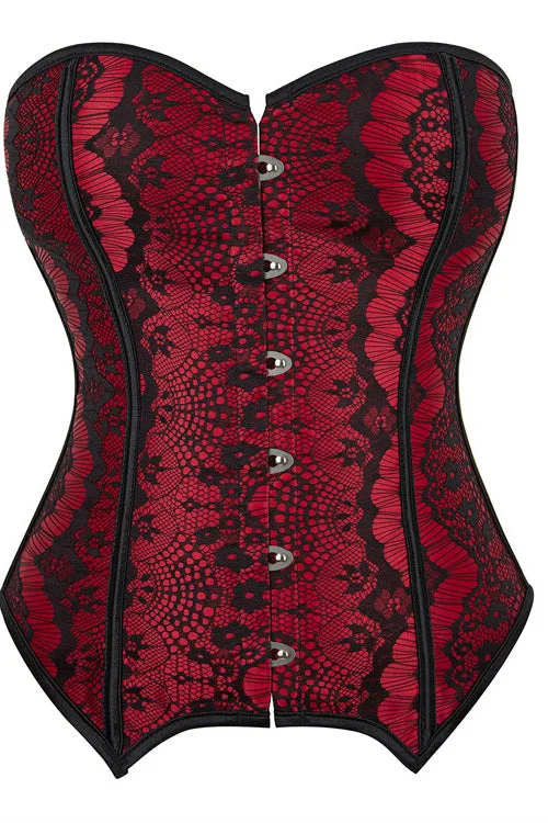 TightformationWine Red Lace-Up Strapless Lace Bustier Corset Top