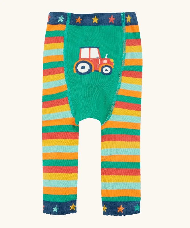 TightseamFrugi Little Knitted Leggings - Rainbow Stripe/Tractor