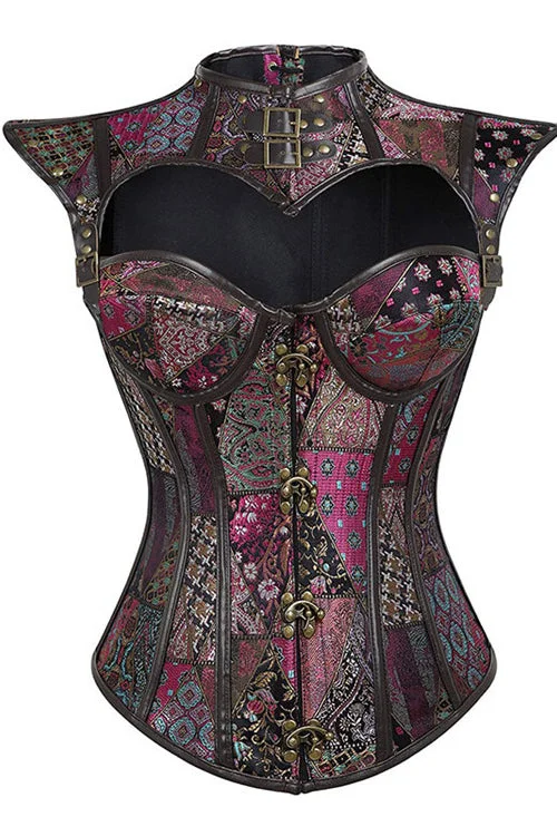 TightnetworkGothic Purple Prints Lace-Up Bustier Corset Top