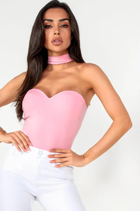 TightbeltJessie Pink Choker Bodysuit