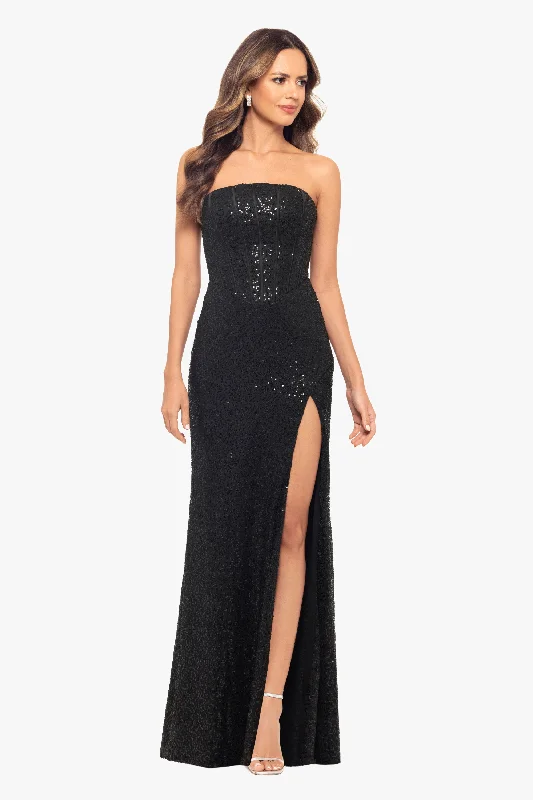 Tightcircle"Jenée" Long Strapless Corset Sequin Dress