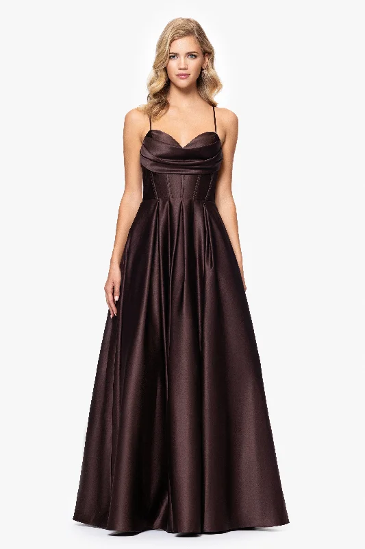 Tightwrap"Liza" Lamour Satin Draped Corset Tieback Gown