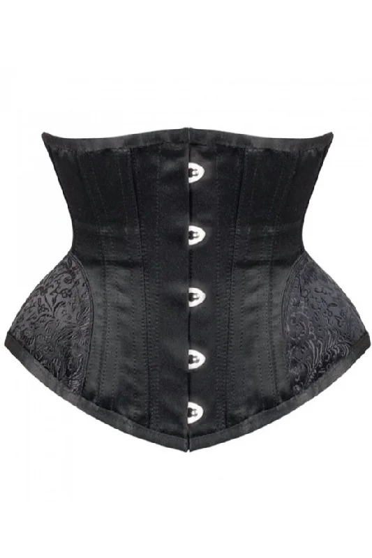 TightdefenseBlack Underbust Corset Steel Boned Waist Trainer