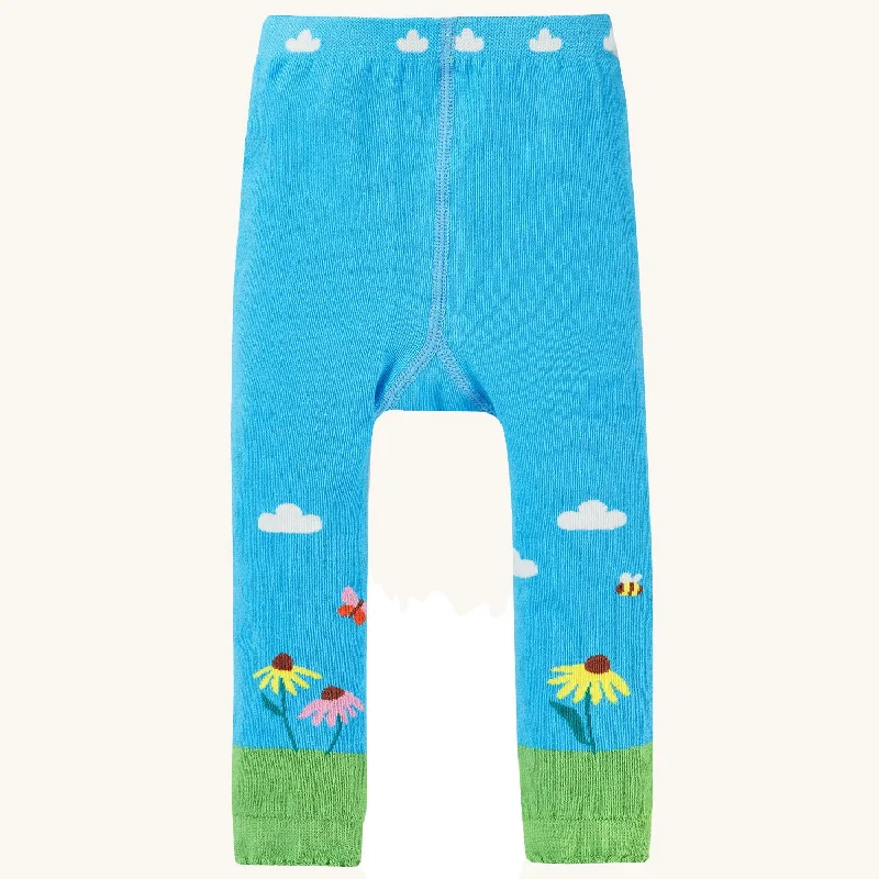 TightnessFrugi Little Knitted Leggings - Beluga Blue / Bee