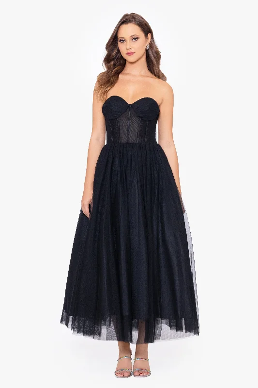 Tightchain"Desiree" Midi Mesh Strapless Ballgown