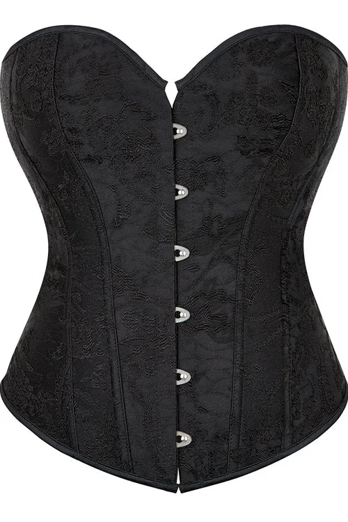 TightbondBlack Strapless Lace-UP Floral Boned Bustier Corset Top