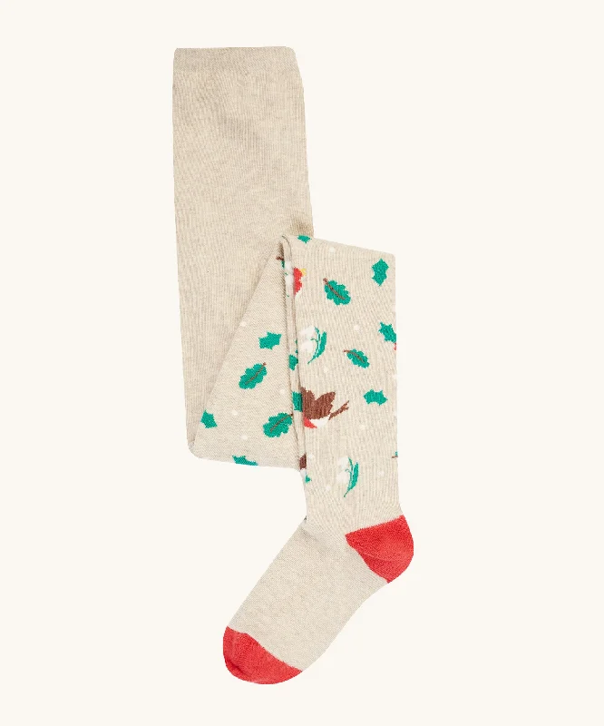 TightlegFrugi Norah Tights 2 Pack - Oatmeal Robin/Red