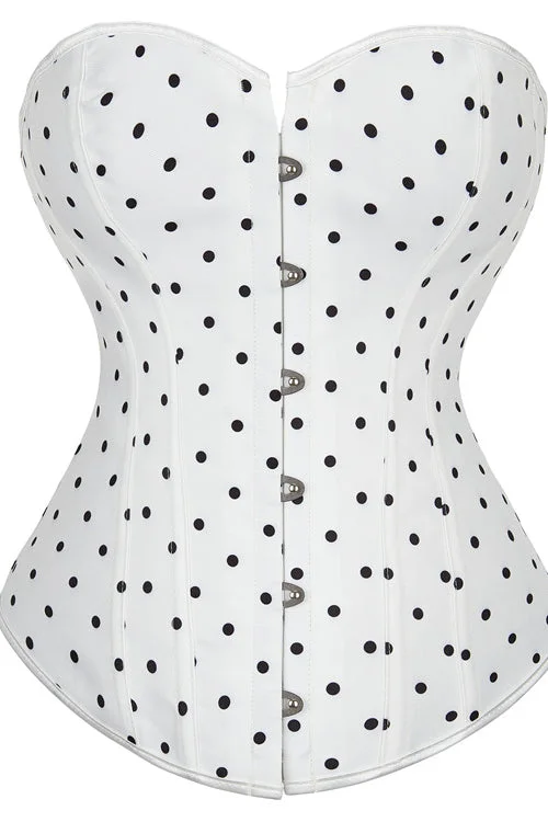 TightturnWhite Dots Strapless Lace-Up Bustier Corset Top