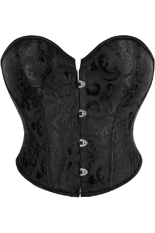 TightgripBlack Strapless Lace-Up Jacquard Bustier Corset Top