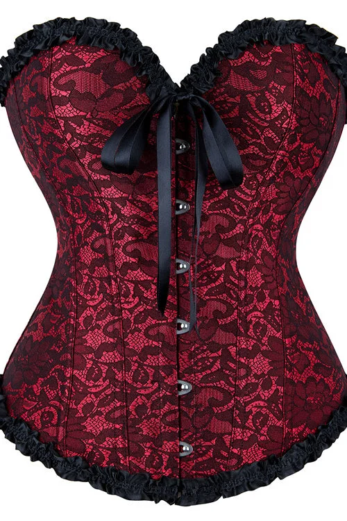 TightplanRed Ruffled Strapless Laced Lace-Up Bustier Corset Top