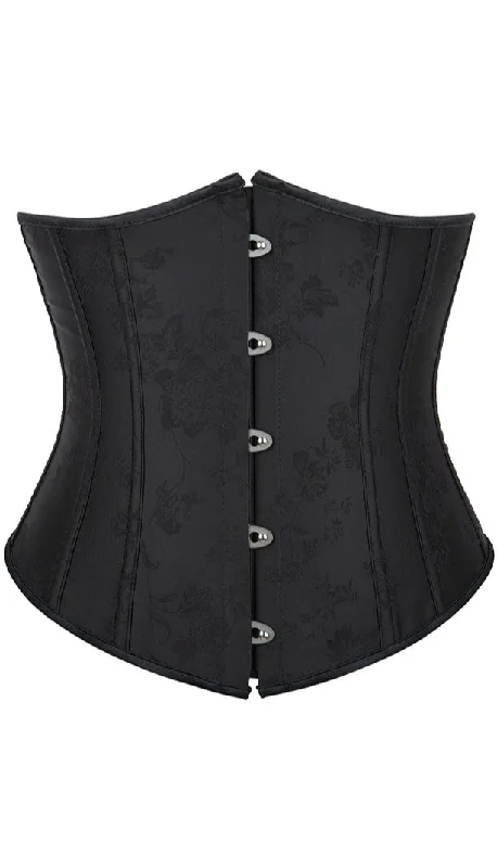 TightsockBlack Jacquard Lace-Up Underbust Corset Top