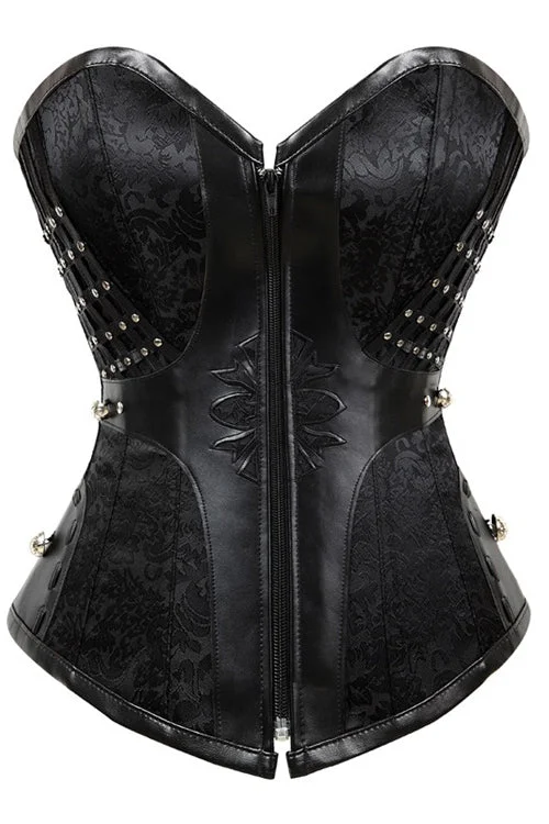 TightwadGothic Black Strpaless Leather Lace-Up Bustier Corset Top