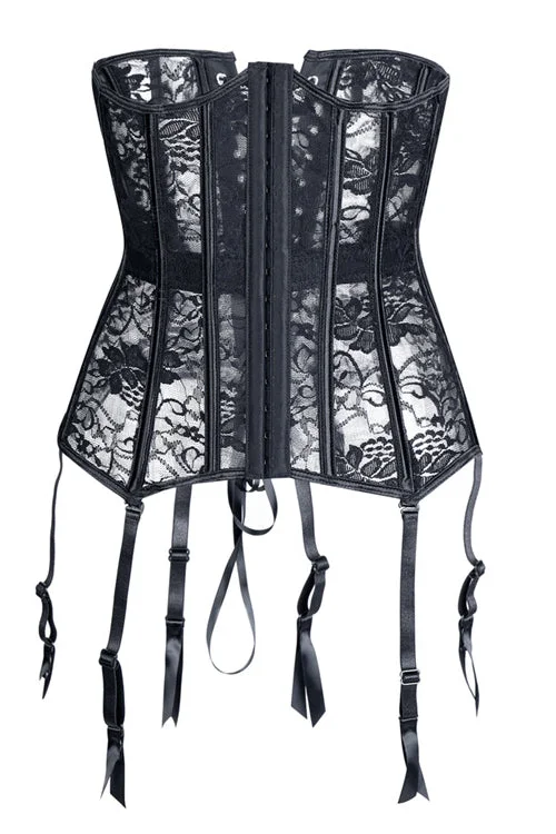 TightcollarBlack Lace Straps Lace-up Bustier Corset Top