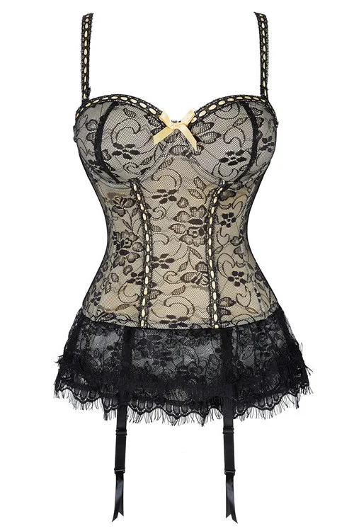 TightcontrolApricot Straps Lace Bustier Corset Top