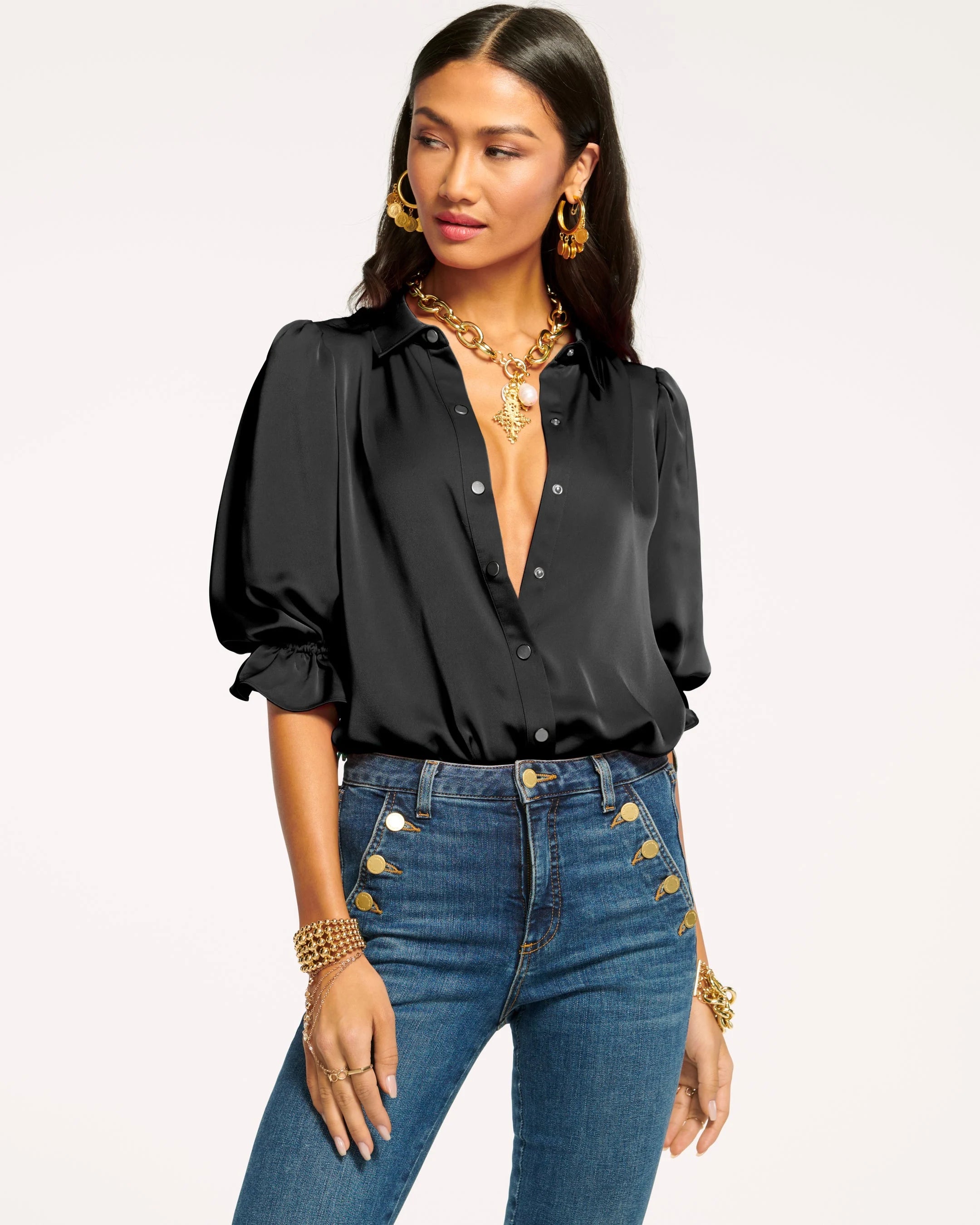 TightwadDina Button Down Bodysuit