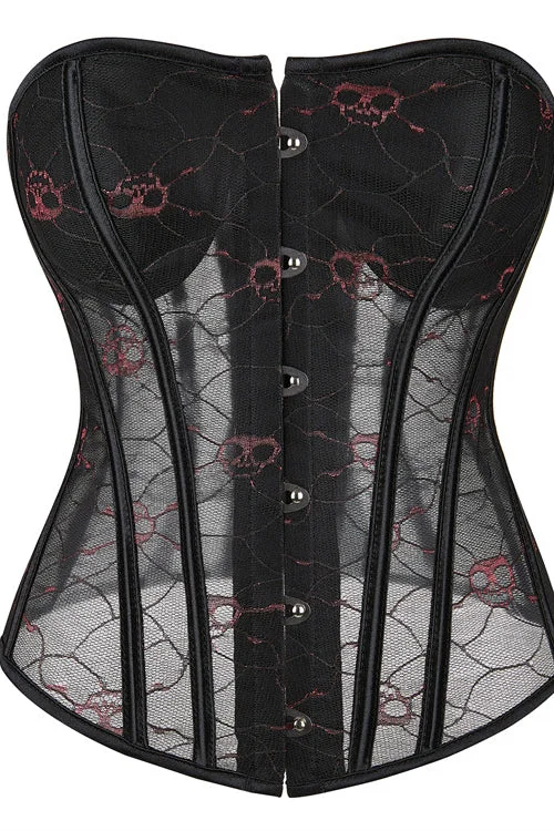 TightlegBlack Lace Prints  Strapless Boned Lace-Up Bustier Corset Top