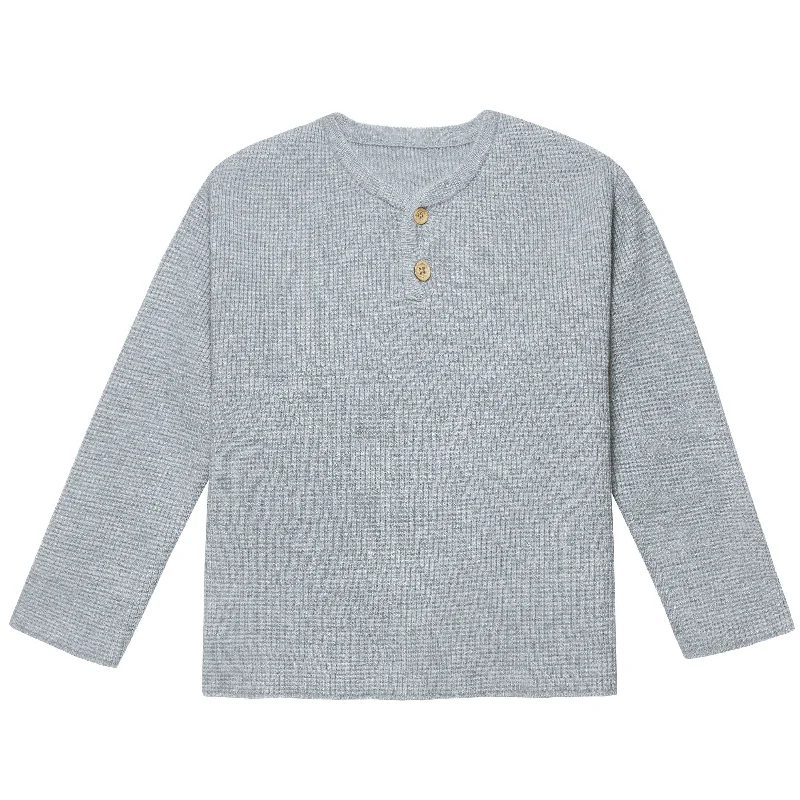 Infant & Toddler Boys Gray Heather Henley SweaterSequined Knit Tops