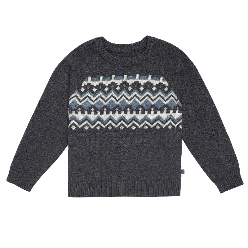 Infant & Toddler Boys Dark Grey Heather Fair Isle SweaterCotton Knit Tops