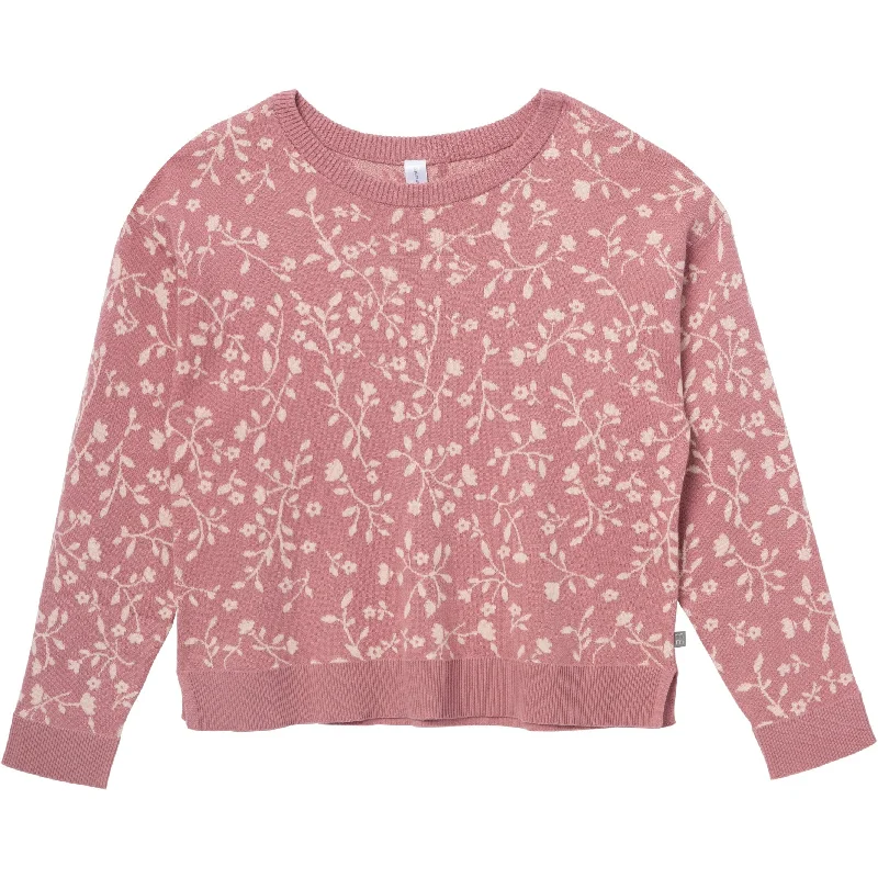 Womens Dark Rose Branches SweaterWinter Knit Tops