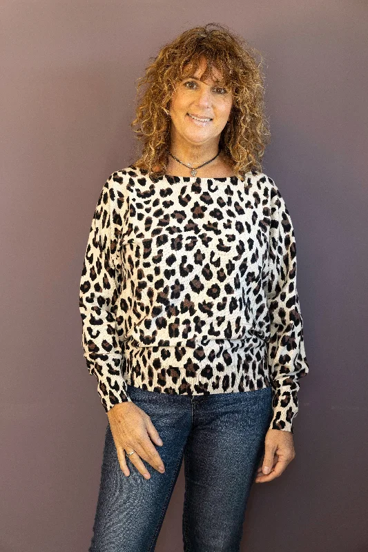 Off Shoulder Cheetah SweaterHigh-Fashion Knit Tops