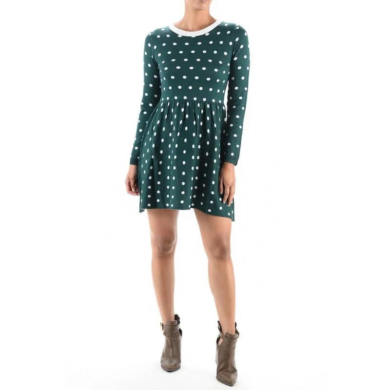 Baby Doll Polka Dot Patterned Sweater Dress MK3447 (S-L)Longline Knit Tops