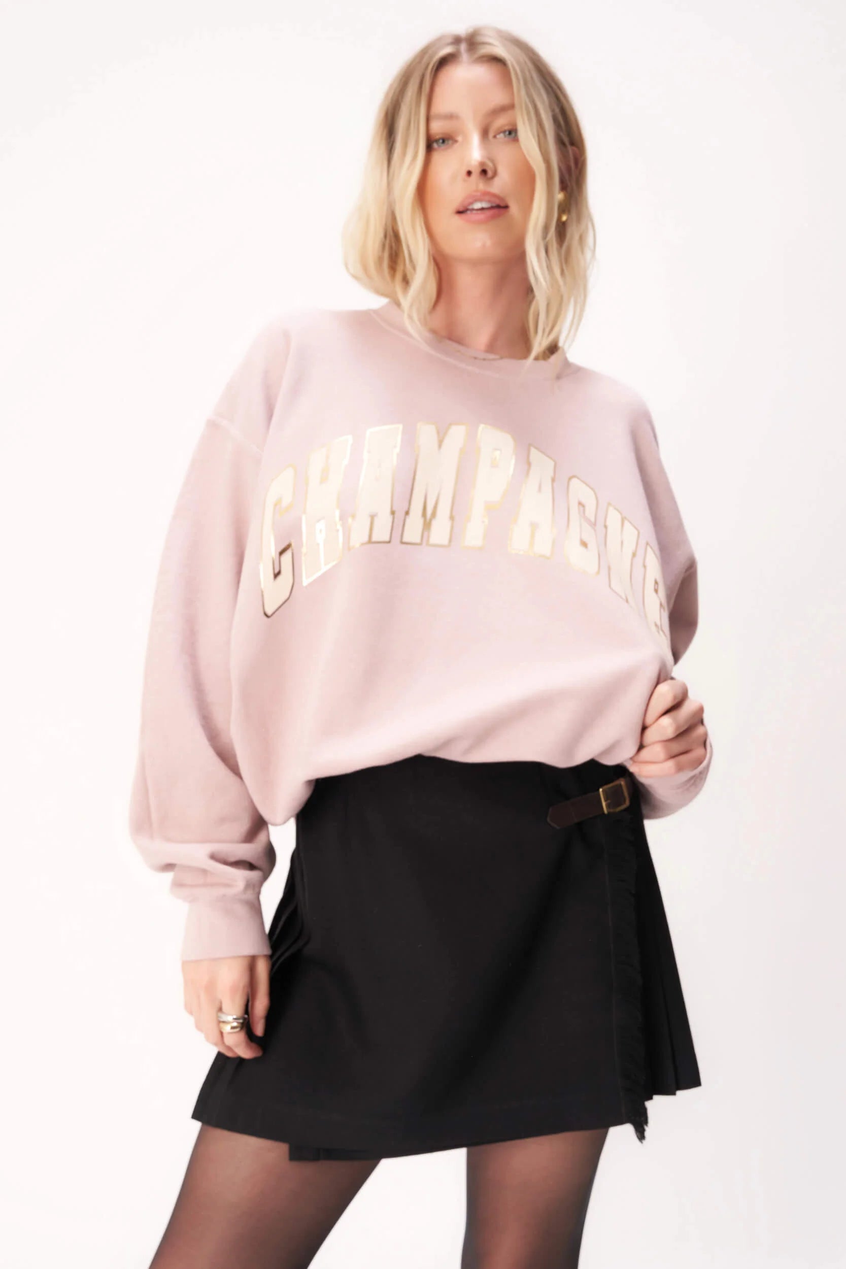 Champagne SweatshirtScoop Neck Knit Tops