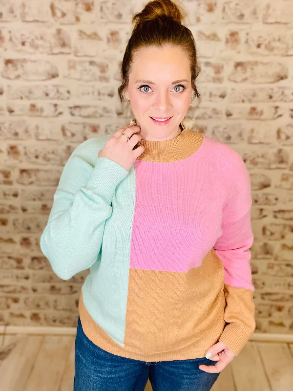 90's Raised Colorblock SweaterCropped Knit Tops