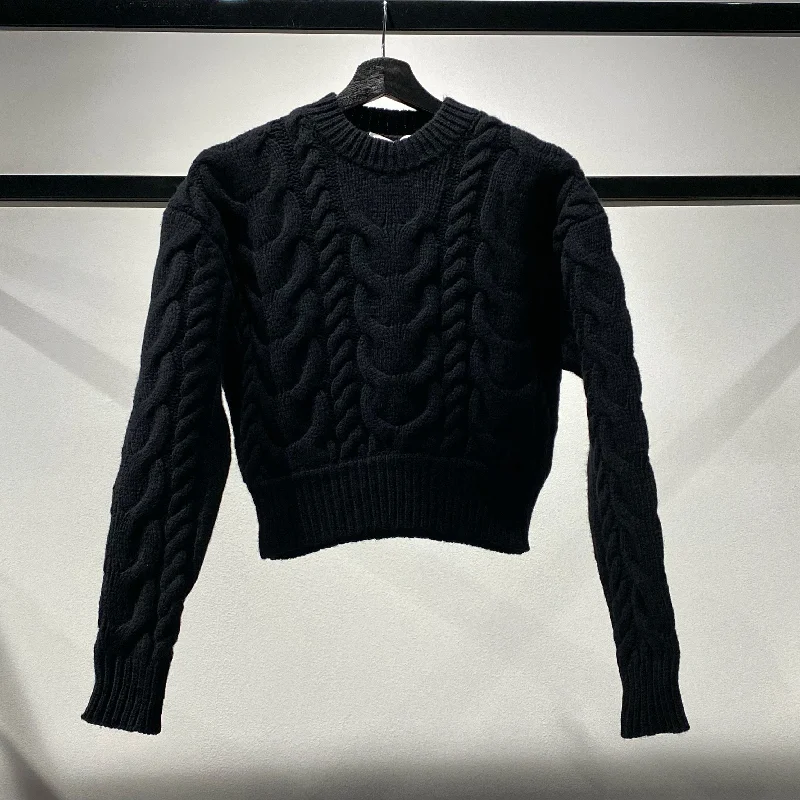 Frame Cable Crew SweaterEmbroidered Knit Tops