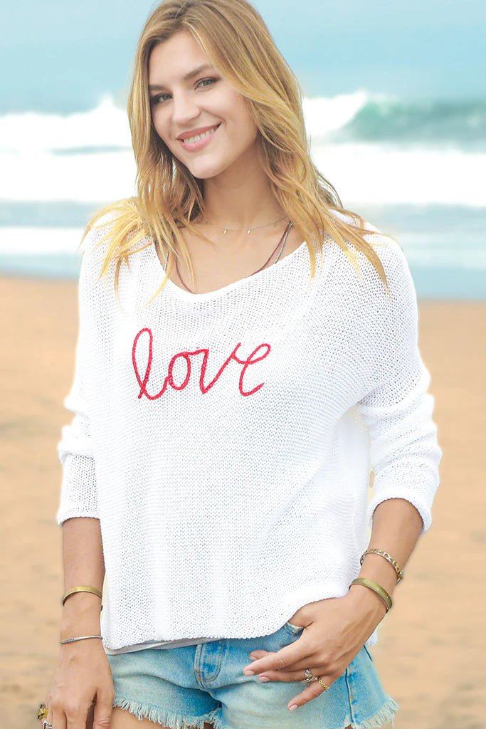 Key West Love Cotton CrewGlitter Knit Tops