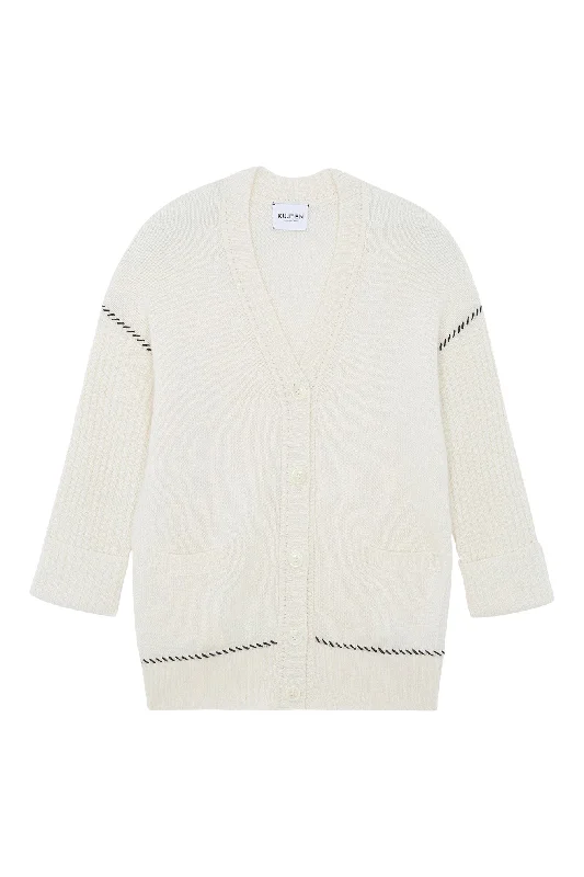 Kujten Tam Oversized Cashmere Cardigan in BlancPlush Knit Tops