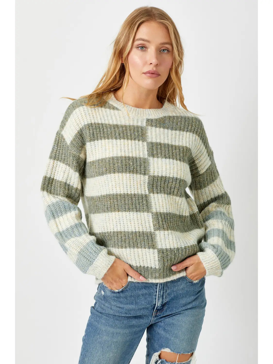 Multi Stripe Sweater TopSpring Knit Tops