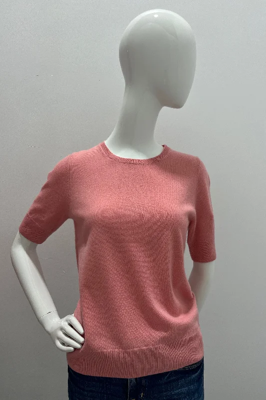 Repeat Short Sleeve Organic Cashmere SweaterRibbed Knit Tops