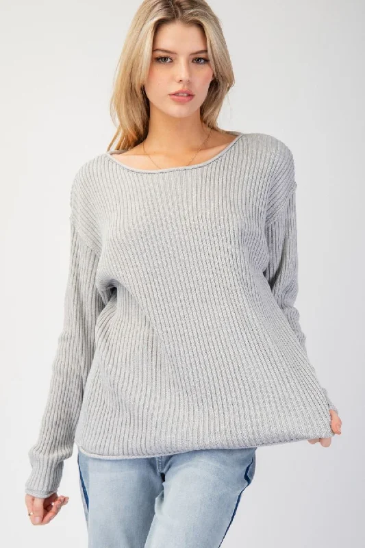 Rib Knit Sweater TopStreetwear Knit Tops