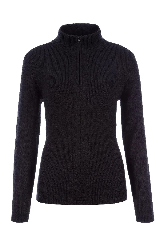 Rowan 1/2 Zip SweaterTasseled Knit Tops