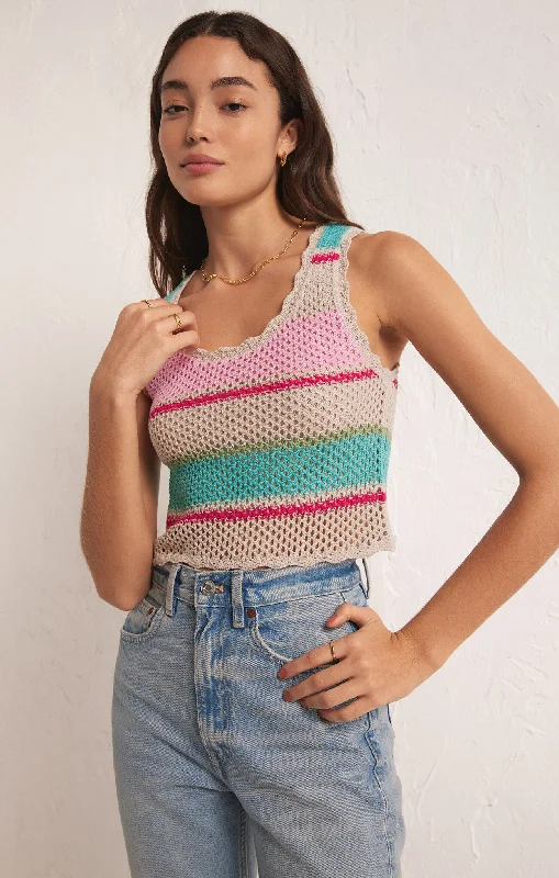 Sol Stripe Sweater TankColorblock Knit Tops