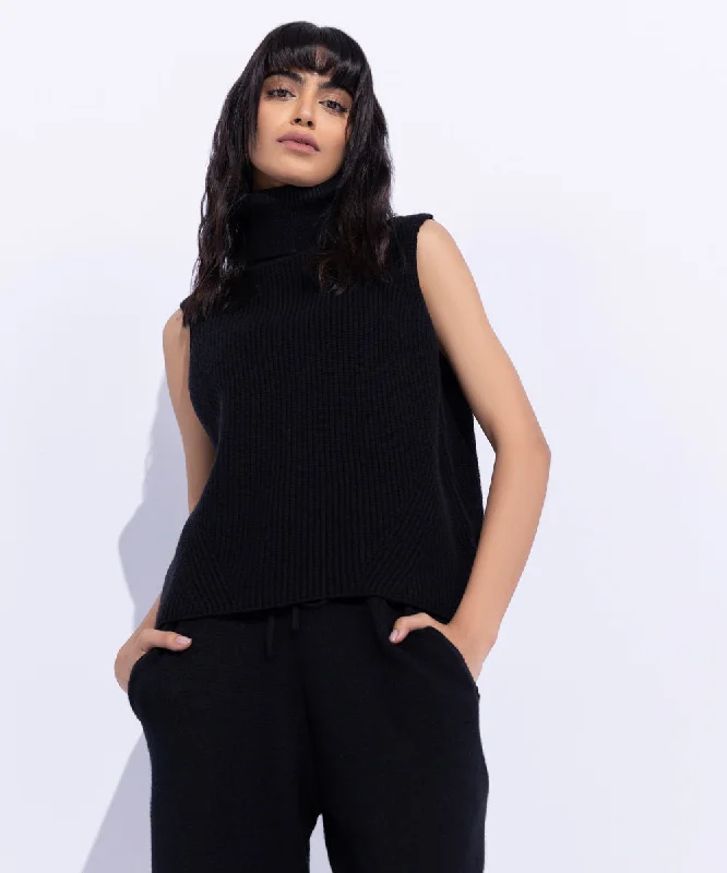 Sleeveless Chunky Knit SweaterFormal Knit Tops