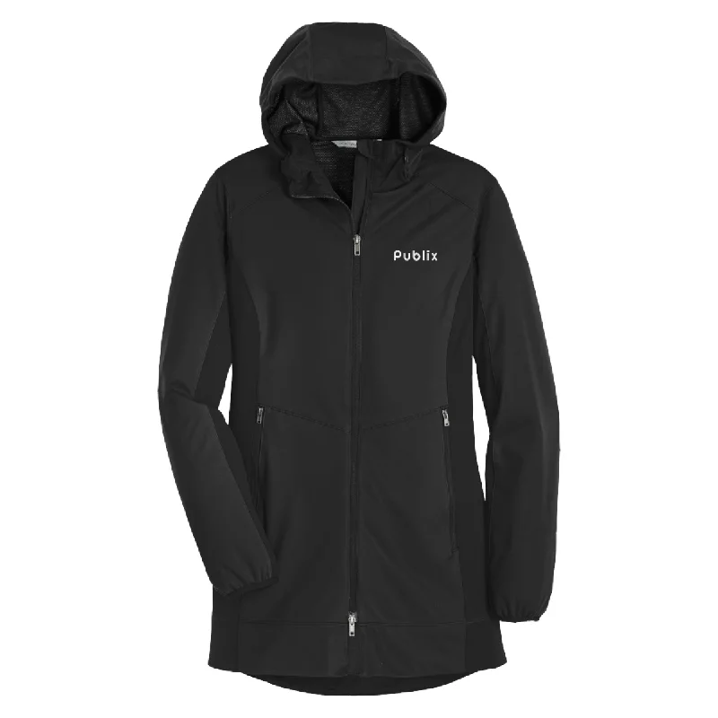 Logo JacketsPort Authority® Ladies Active Hooded Soft Shell Jacket - Publix Logotype