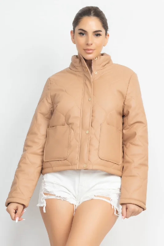 Polyester JacketsMock Neck Quilted Jacket