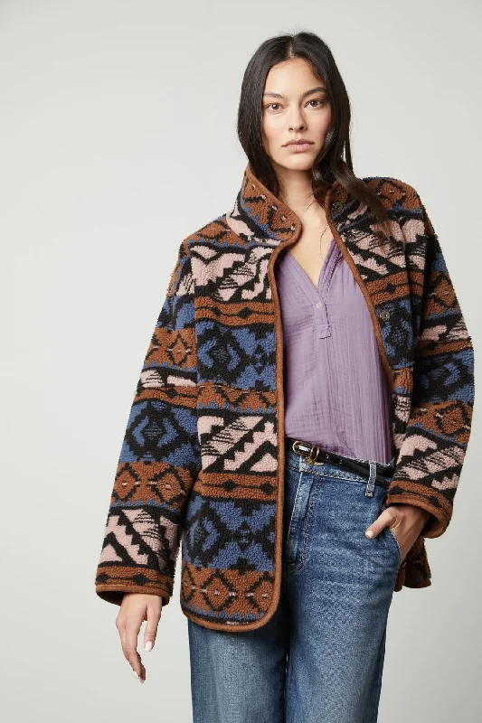 Wool JacketsLAILA PRINTED SHERPA REVERSIBLE JACKET