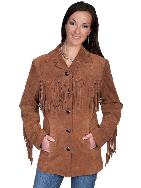 Metallic JacketsScully Leather Womens Fringe Yokes Sleeves Suede Jacket Cinnamon