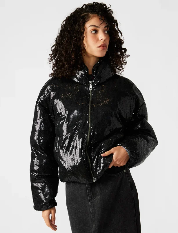 Snowboard JacketsStratton Sequin Puffer Jacket, Black