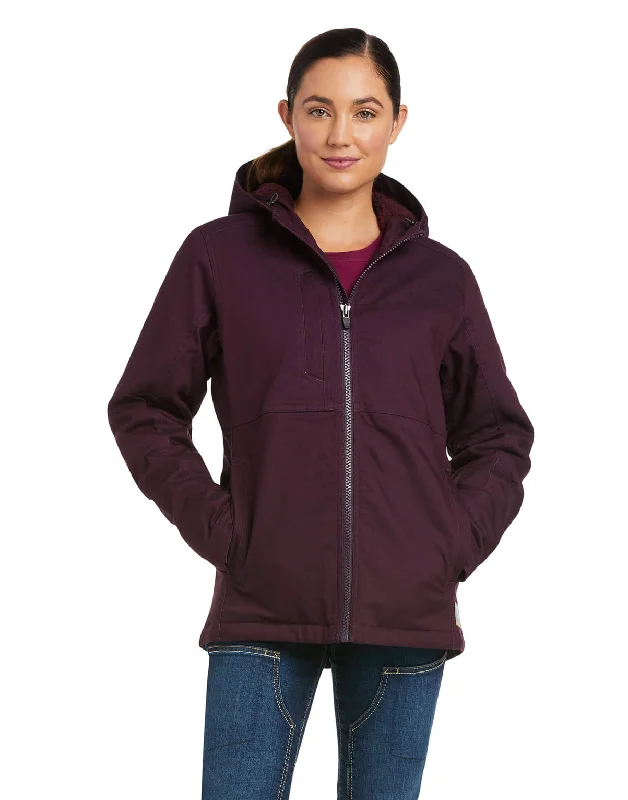 Hooded JacketsAriat Rebar Women's DuraCanvas Insulated Jacket-Plum