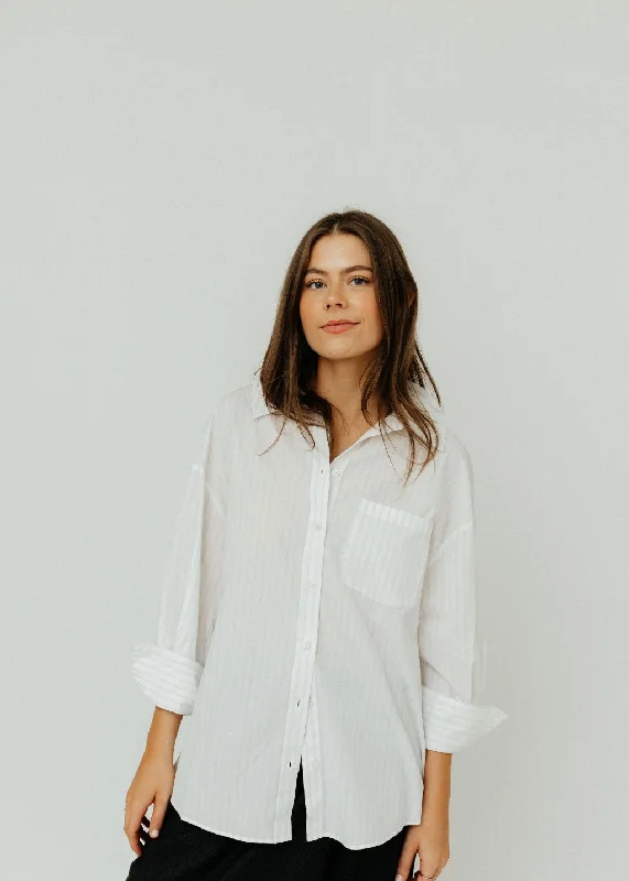 Tasseled ShirtsAnine Bing Mika Shirt in White & Black Stripe