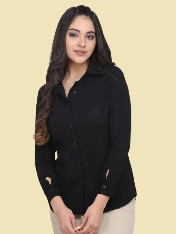 Tasseled ShirtsButton Detailed Collared Shirt - Black