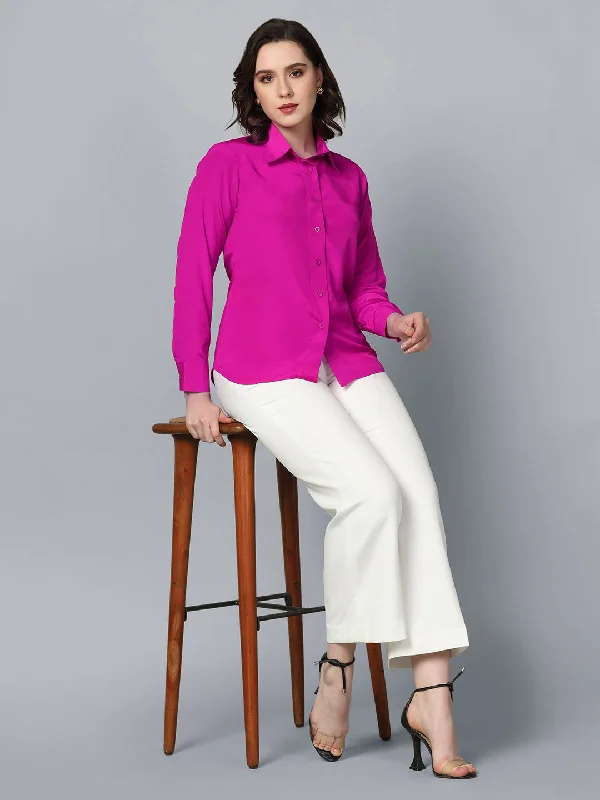 Sports Team ShirtsCollared Crepe Shirt- Pink