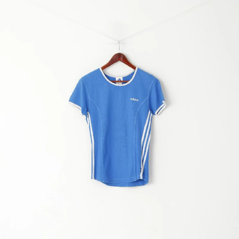 Zippered ShirtsAdidas Women 10 38 S Shirt Blue Vintage Cotton Crew Neck Sport Top