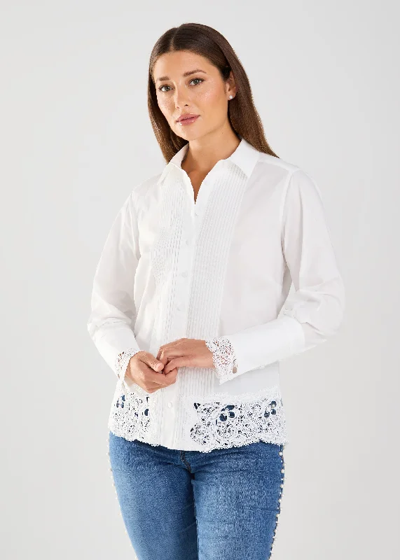 Hip-Hop ShirtsFDJ Long Sleeve Lace Detail Shirt - 7226623